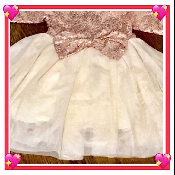 Girls’ Rose Gold Sequins and Ivory Tulle Flower Girl, Easter, Birthday Dress - Picture 7 of 9